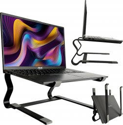 Uchwyt na laptop Macbook tablet 18" stojak podstawka składany regulowany aluminiowy na biurko 25 x 26cm Alogy Czarny