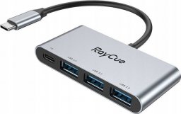 HUB USB RayCue Hub 4w1 RayCue USB-C do 3x USB-A 3.0 5Gbps + PD 3.0 100W (szary)
