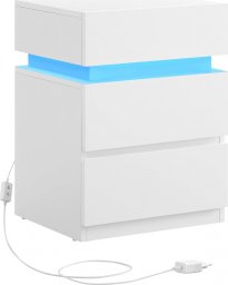 Vasagle Stolik nocny z regulowaną wielokolorową taśmą LED, 3 szuflady, stolik boczny w nowoczesnym stylu, 35 x 40 x 55 cm, biały