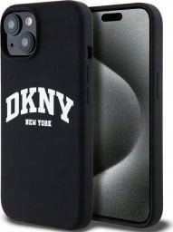  DKNY DKNY Liquid Silicone White Printed Logo MagSafe - Etui iPhone 14 / 15 / 13 (czarny)