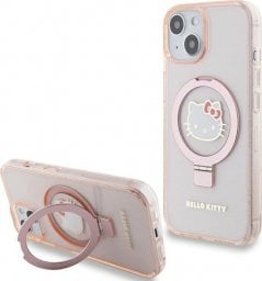 Sourcing Hello Kitty HKHMP15SHRSGEP iPhone 15 / 14 / 13 6.1" pink/pink hardcase Ring Stand Glitter Electrop Logo MagSafe