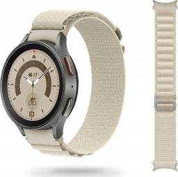  Tech Craft Materiałowa opaska Galaxy Watch 4 / 5 / Classic / 5 Pro / 6 / 6 Classic kremowa