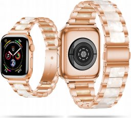  Tech Craft Perłowa hybrydowa bransoleta z żywicy i stali nierdzewnej Apple Watch 38 / 40 / 41 MM różowe złoto