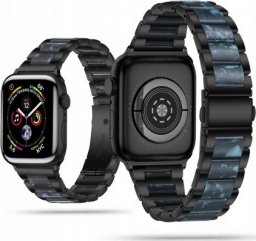  Tech Craft Perłowa hybrydowa bransoleta z żywicy i stali nierdzewnej Apple Watch 38/40/41MM czarna