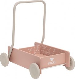  Micki Różowy wózek na klocki chodzik pchacz drewniany Micki