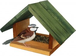  Wamar-Sosenka Karmnik drewniany dla ptaków K-10 - Olcha + zielony daszek