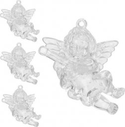Dekoracja świąteczna Springos Świąteczne zawieszki 6cm akrylowe aniołki zestaw 4 szt. przezroczysty UNIWERSALNY