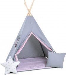  SowkaDesign Namiot tipi dla dzieci, bawełna, okienko, poduszka, bąbelkowe