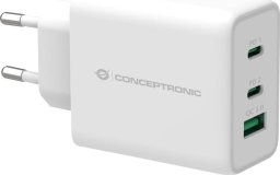 Zasilacz do laptopa Conceptronic CONCEPTRONIC Ladegerät 3Port  65W,2xUSB-C/1xUSB-A    PD weiß