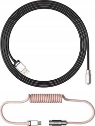 Kabel USB Akko AKKO Custom Coiled Aviator Cable V2, USB-C auf USB-A - schwarz/pink