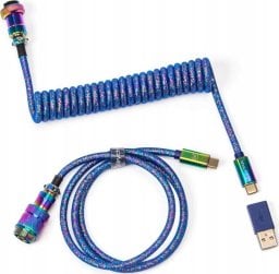 Kabel USB Keychron Keychron USB 3.2 Gen 1 Premium Coiled Aviator Cable, USB-C plug > USB-C plug (blue, 1.08 meter, angled plug)