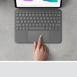  Logitech Logitech Combo Touch - Tastatur und Foliohulle - mit Trackpad - hintergrundbeleuchtet - Apple Smart connector - QWERTZ - Schweiz - Oxford Gray - fur Apple 11-inch iPad Pro (1. Generation, 2. Generation, 3. Generation)