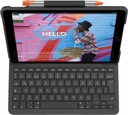 Logitech Logitech Slim Folio - Tastatur und Foliohulle - kabellos - Bluetooth LE - AZERTY - Franzosisch - Oxford Gray - fur Apple 10.2-inch iPad Wi-Fi, 10.5-inch iPad Pro Wi-Fi, 10.9-inch iPad Wi-Fi, iPad Air Wi-Fi