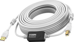 Kabel USB Vision USB-A - USB-B 10 m Biały (TC 10MUSB+/2)