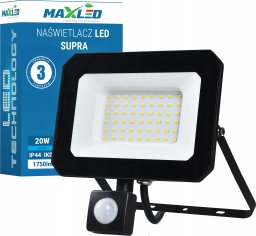 Naświetlacz MAXLED Naświetlacz LED z czujnikiem rychu - 20W, 1750lm, 6000K (zimno-biała), IP65 - SUPRA III Maxled