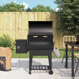  vidaXL Grill na pellet, z dolną półką, czarny, 94 cm, żelazo