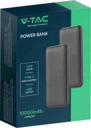 Powerbank V-TAC Power Bank V-TAC 10000mAh SLIM TYPE C Czarny VT-3527