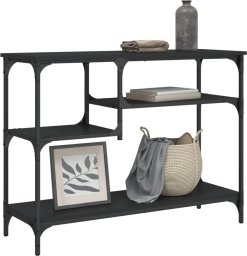 vidaXL Stolik konsolowy z półkami, czarny, 100x35x75 cm