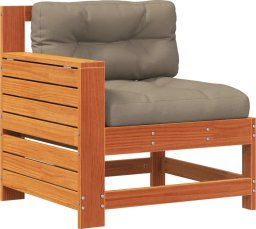vidaXL Siedzisko ogrodowe z podłokietnikiem i poduszką, woskowy brąz