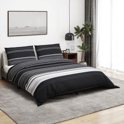 vidaXL Zestaw pościeli, czarno-biały, 260x240 cm, bawełna
