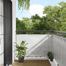 vidaXL Parawan balkonowy, jasnoszary, 90x400 cm, 100% poliester Oxford