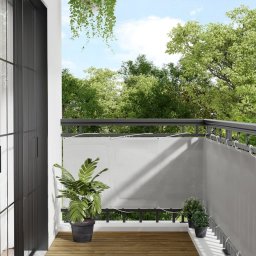 vidaXL Parawan balkonowy, jasnoszary, 75x400 cm, 100% poliester Oxford