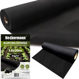Heckermann Agrowłóknina 1,6x20m 50g/m2 Czarna