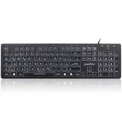 Klawiatura Perixx PERIBOARD-317, DE, illuminated keyboard, USB wired, large block letters, black (układ niemiecki)