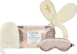 Glov Wifey zestaw On-The-Go rękawica do demakijażu + Bunny Ears opaska do włosów + Satin Sleeping Mask maska do spania + kosmetyczka