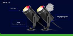 Deltaco Sodo šviestuvas SMART HOME 2 žibintai, 8W vienam žibintui, RGB + 2700K / SH-GLK01