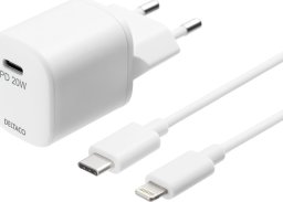 Kabel zasilający Deltaco USB sieninis įkroviklis, USB-C, PD 20 W, 1 m C - „Lightning“ USBC-AC141