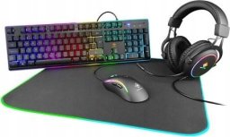 Klawiatura Deltaco Komplektas DELTACO GAMING RGB, ausinės/ klaviatūra / pelė / pelės padas, juodas / GAM-084-UK