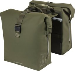 Basil Sakwa podwójna BASIL SOHO DOUBLE PANNIER BAG NORDLICHT MIK, MIK System (ready to go) 41L, 100% wodoodporna moss green oświetlenie Nordlicht Technology