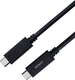 Kabel USB Deltaco USB-C - USB-C 0.8 m Czarny (USBC-4008M)