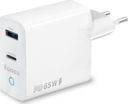 Ładowarka Fonex Travel Charger USB + Type-C PD 65W By Fonex White