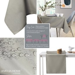 AmeliaHome AmeliaHome Serweta plamoodporna gładka EMPIRE koło 100 cm cappuccino