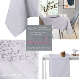 AmeliaHome AmeliaHome Serweta plamoodporna gładka EMPIRE koło 100 cm liliowa