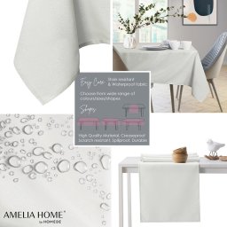 AmeliaHome AmeliaHome Serweta plamoodporna gładka EMPIRE koło 100 cm kremowa