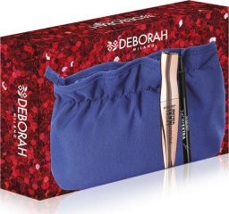 Deborah Set Deborah: Instant Maxi Volume, Volumizing, Mascara, Black, 11 ml + 24 Ore Extra, Gel Pencil Eyeliner, Black, 1.5 g + Makeup Bag, Blue For Women