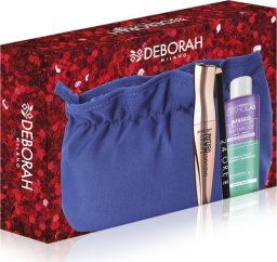 Deborah Set Deborah: 24 Ore Extra, Gel Pencil Eyeliner, Black, 1.5 g + Dermolab Bifasico, Hyaluronic Acid, Makeup Remover Lotion, 50 ml + Makeup Bag, Blue + Instant Maxi Volume, Volumizing, Mascara, Black, 11 ml For Women
