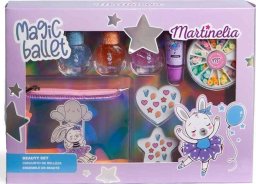 Martinelia Magic Ballet zestaw lakier do paznokci 3szt + błyszczyk do ust 1szt + naklejki do paznokci + kosmetyczka