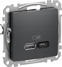SCHNEIDERE Gniazdo ładowania USB Schneider Sedna Design SDD114404 A+C 45W PD czarny antracyt