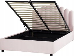 Beliani Łóżko z pojemnikiem welurowe 140 x 200 cm różowe VINCENNES