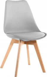  MebloweLove Skandynawskie krzesło z poduszką - SZARE - do kuchni, salonu