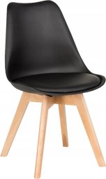  MebloweLove Skandynawskie krzesło z poduszką - CZARNE - do kuchni, salonu