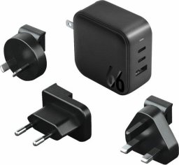 Ładowarka Energea ENERGEA ład. siec. 1xUSB+2xUSB-C PD-PPS-QC 3.0 66W 2C1A czarny/black US+EU Travelite GAN66