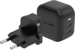 Ładowarka Energea ENERGEA ład. siec. 2xUSB-C PD-PPS 45W 2C czarny/black US+EU Travelite GAN45