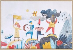 Beliani Obraz na płótnie w ramie postacie 93 x 63 cm wielokolorowy BIBBIENA