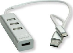 HUB USB TRITON Koncentrator USB 2.0 do notebooków ROLINE, 4 porty, kabel połączeniowy typu A+C