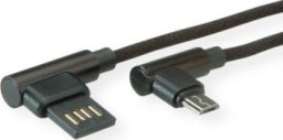 Kabel USB TRITON Kabel ROLINE USB 2.0, męski odwracalny A - męski Micro B (kąt 90), czarny, 0,8 m